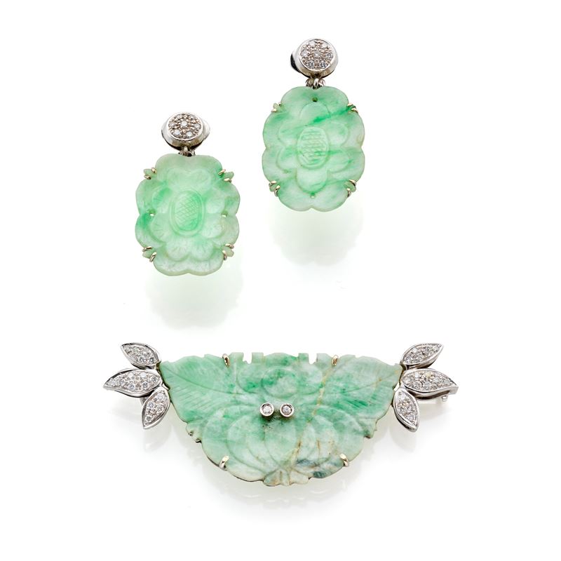 Demi parure in oro con giadeite