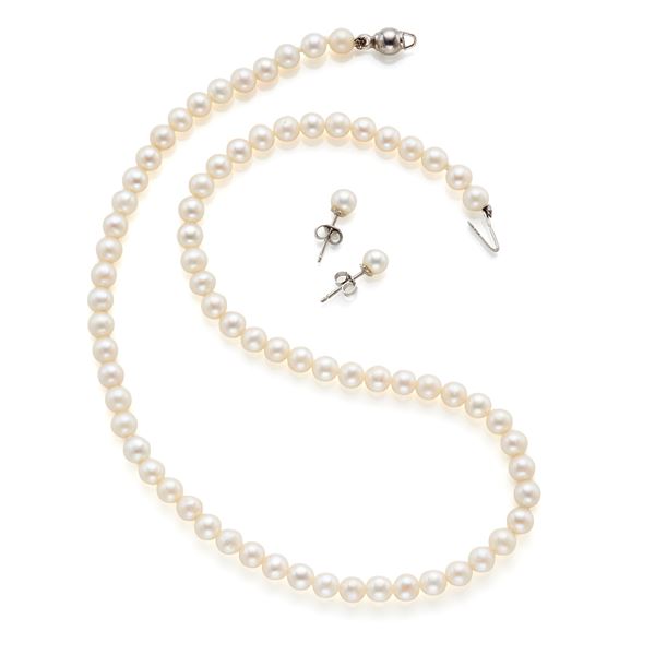 Demi parure in oro e perle