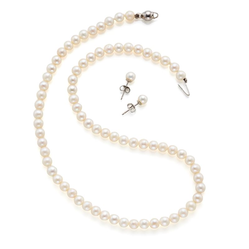 Demi parure in oro e perle