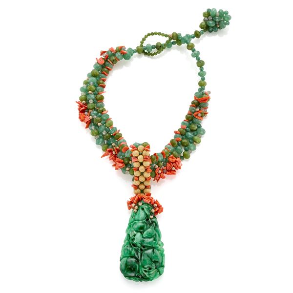 Collana con gemme varie e oro 