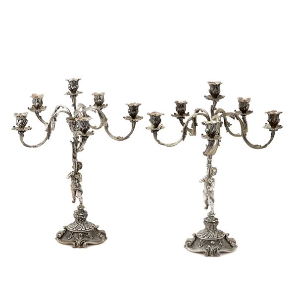 Coppia di candelabri firmati Faraone