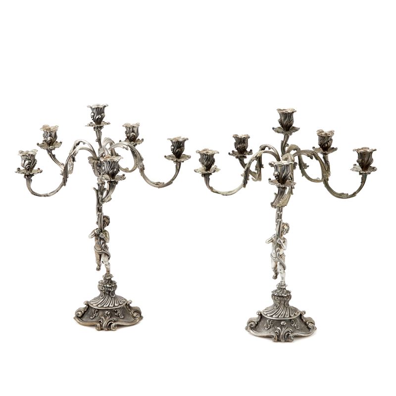 Coppia di candelabri firmati Faraone