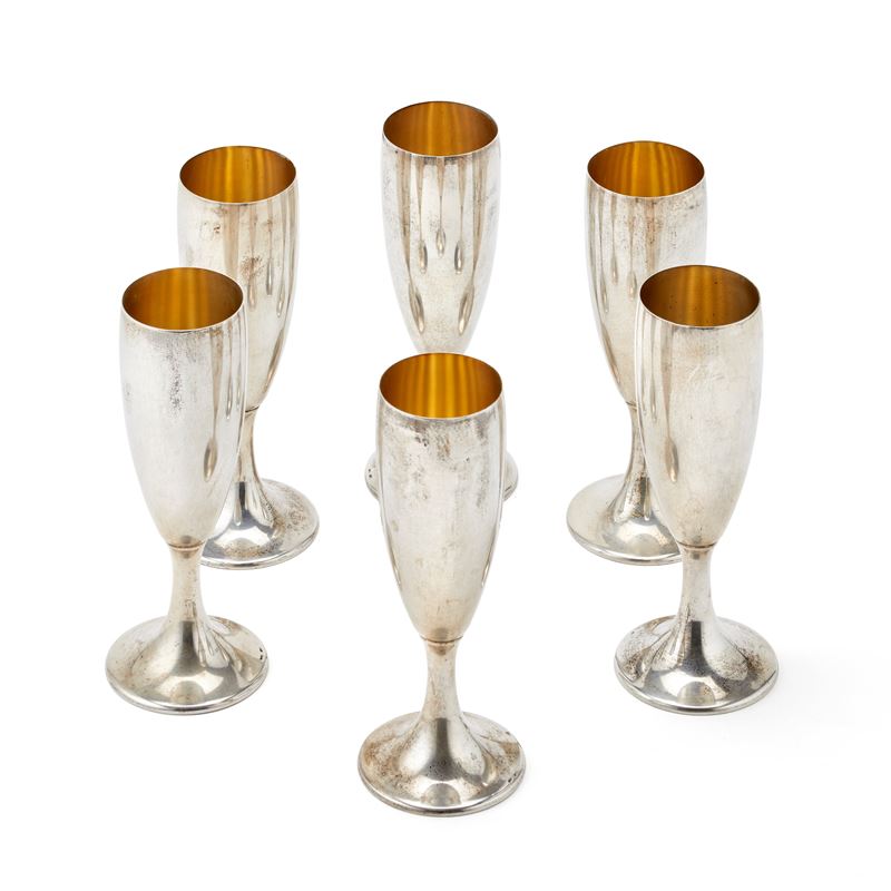 Sei calici in argento