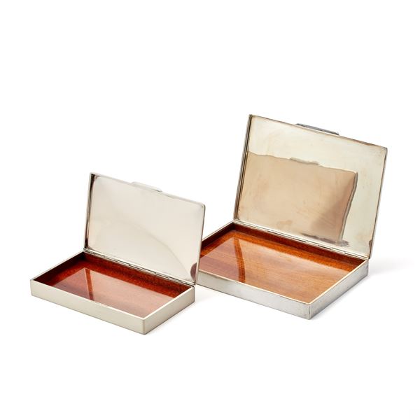 Two silver boxes