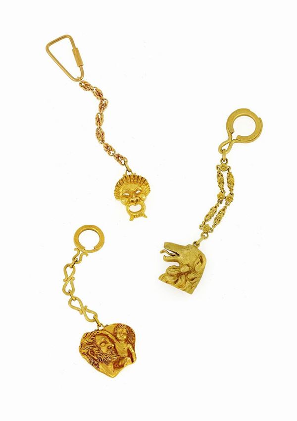 LOTTO COMPOSTO DA 3 PORTACHIAVI IN ORO  - Auction ASTA A TEMPO / ASTA N. 9 - Faraone Casa d'Aste
