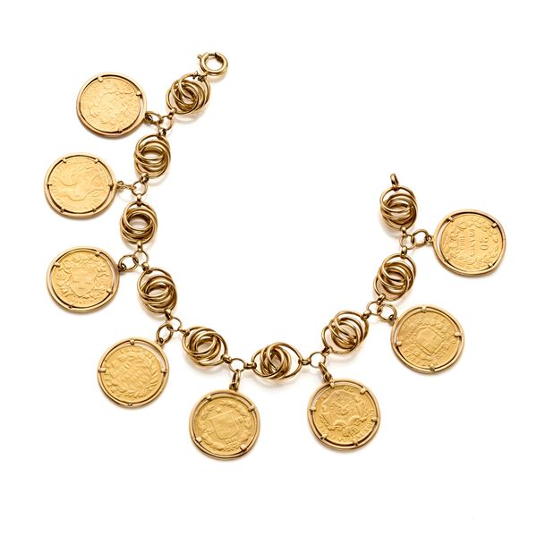 Bracciale in oro con monete
