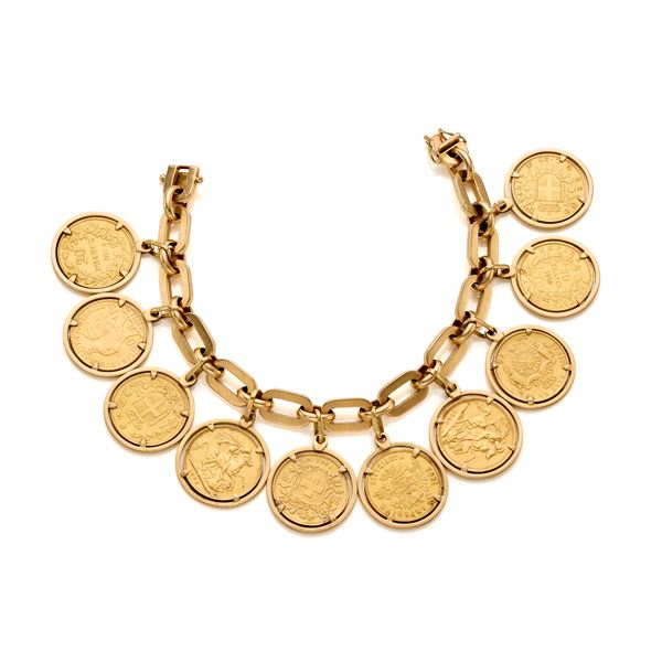 Bracciale in oro con monete