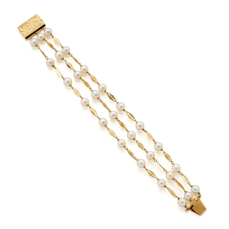 Bracciale in oro con perle