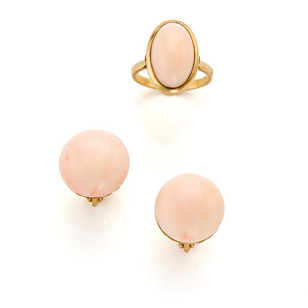 Coral and gold demi parure