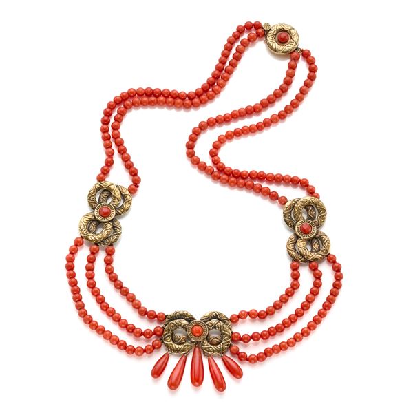 Coral and gold necklace