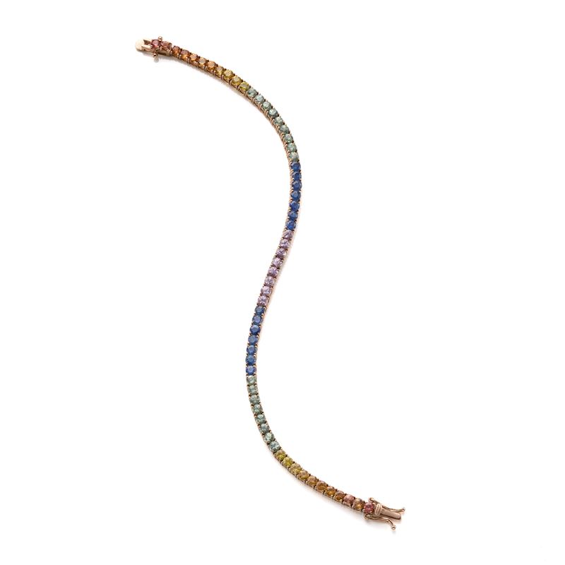 Bracciale tennis in oro con corindoni