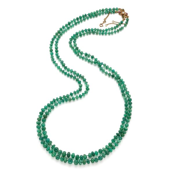 Collana con boules di smeraldo