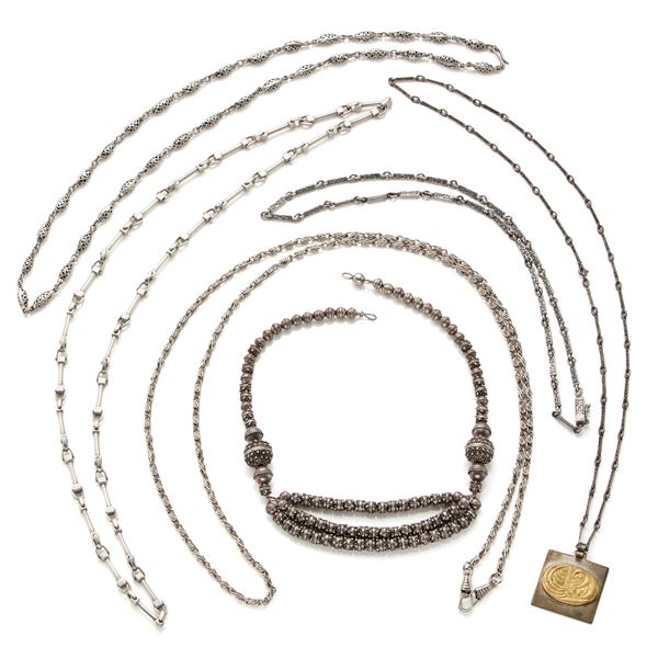 Five silver necklaces  - Auction JEWELS AND WATCHES - Faraone Casa d'Aste