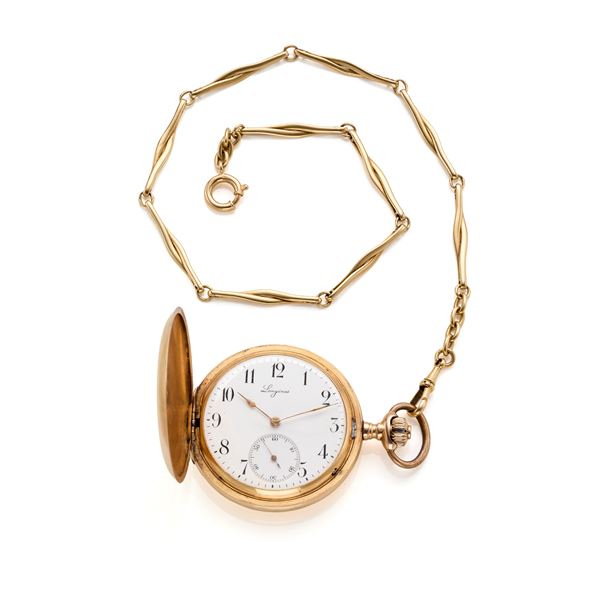 Longines orologio da tasca in oro con catena
