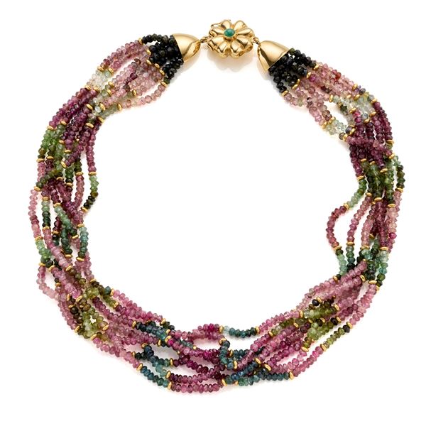 Collana con tormaline e fermezza in oro