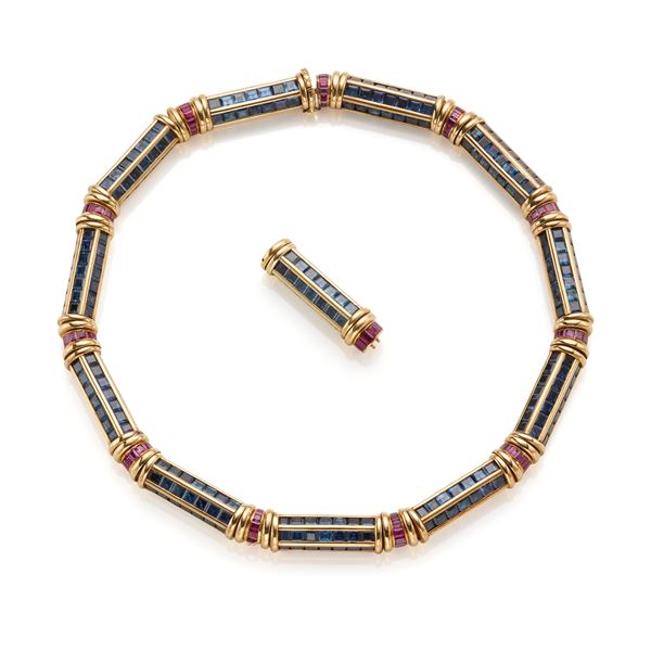 Collier Verney in oro con zaffiri e rubini