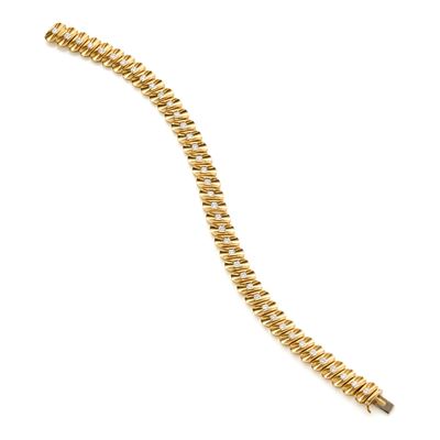 Bracciale modulare in oro giallo 18K con diamanti rotondi (circa 1,75 ct), lunghezza 19 cm