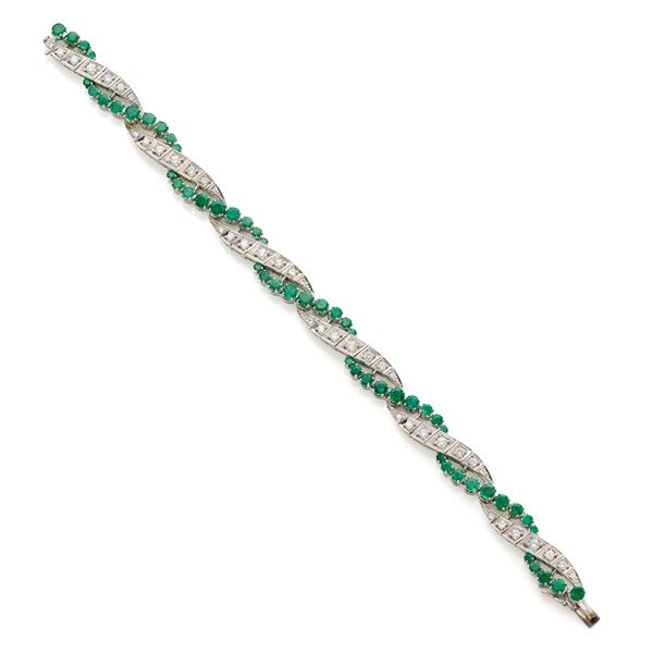 Bracciale in oro con smeraldi e  diamanti