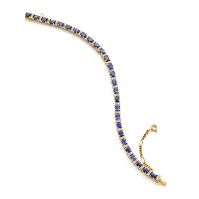Bracciale in oro giallo 18 Kt con zaffiri ovali e diamanti rotondi