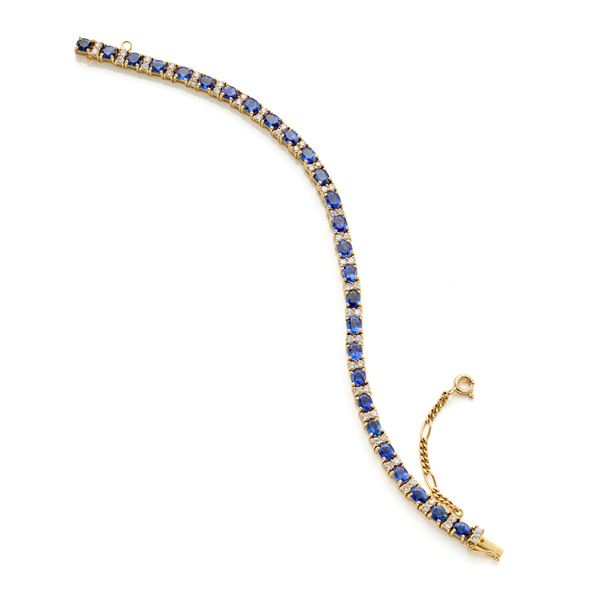 Bracciale in oro con zaffiri e diamanti