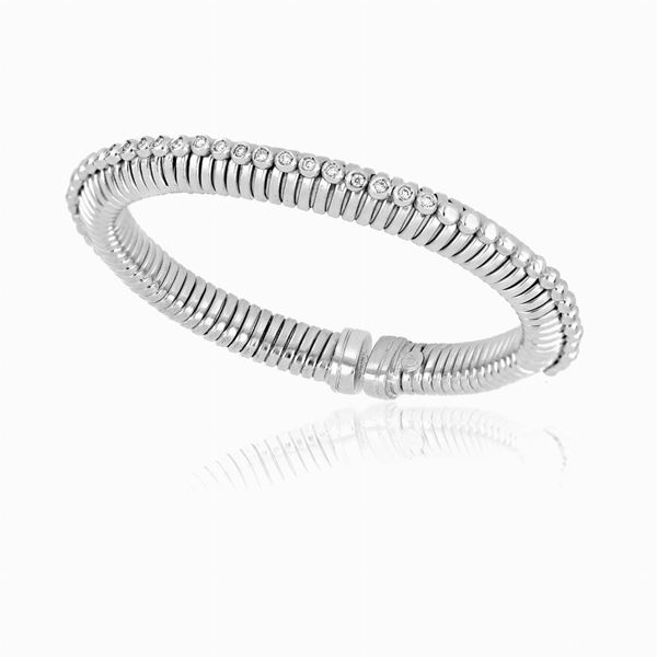 Bracciale semirigido in oro bianco e diamanti