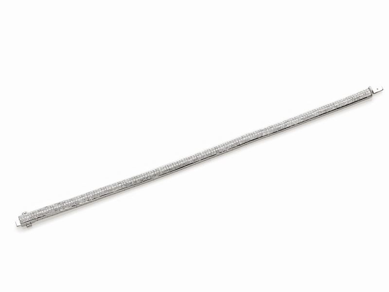 Bracciale Tennis in Oro Bianco e Diamanti