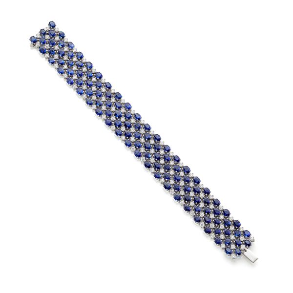 Bracciale in oro con diamanti e zaffiri