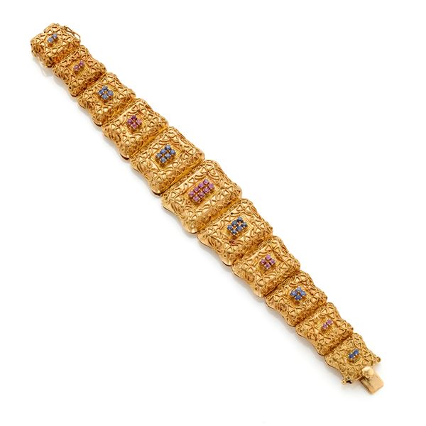 Bracciale in oro con zaffiri e rubini