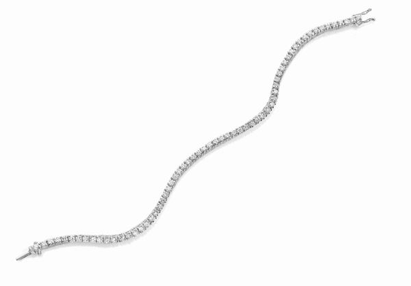 Bracciale tennis in oro bianco e diamanti