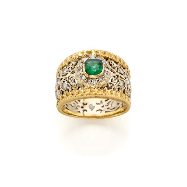 Gold ring with an emerald  - Auction JEWELS AND WATCHES - Faraone Casa d'Aste