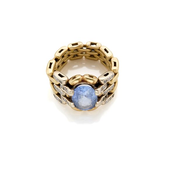 Gold ring with a sapphire  - Auction JEWELS AND WATCHES - Faraone Casa d'Aste