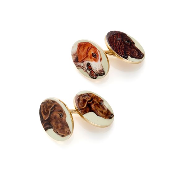 Gold cufflinks with enamel  - Auction Argenti, orologi e gioielli - Faraone Casa d'Aste