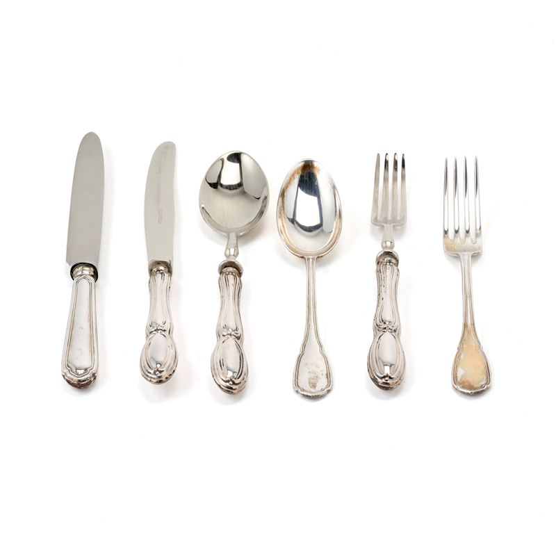 Set di posate per cerimonia in argento e metallo argentato
