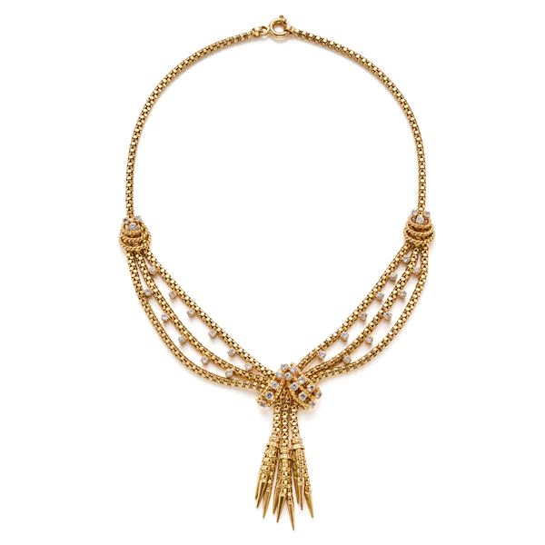 Collier in oro con gemme   - Asta Argenti, orologi e gioielli - Faraone Casa d'Aste