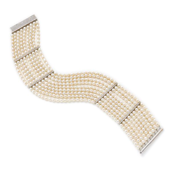 Collier de chien in oro con perle e diamanti  - Asta Argenti, orologi e gioielli - Faraone Casa d'Aste
