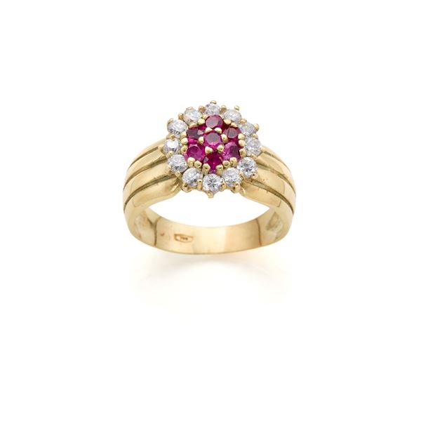 Anello in oro con rubini e gemme incolori  - Asta ASTA GIOIELLI E OROLOGI - Faraone Casa d'Aste