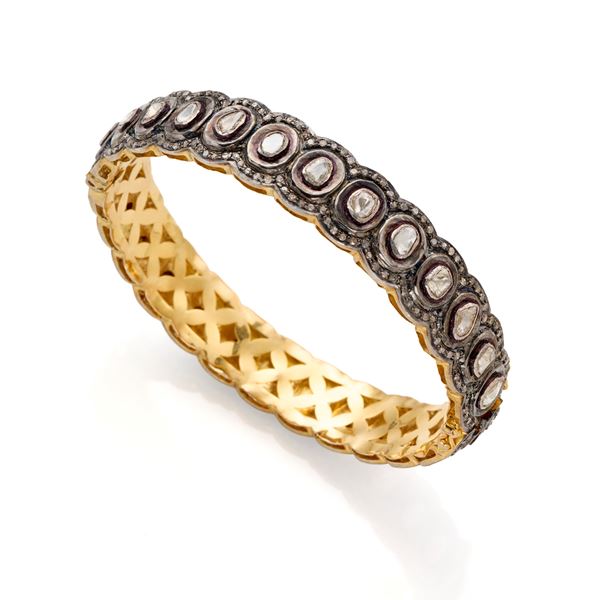 Bangle in oro e argento con diamanti   - Asta ASTA GIOIELLI E OROLOGI - Faraone Casa d'Aste