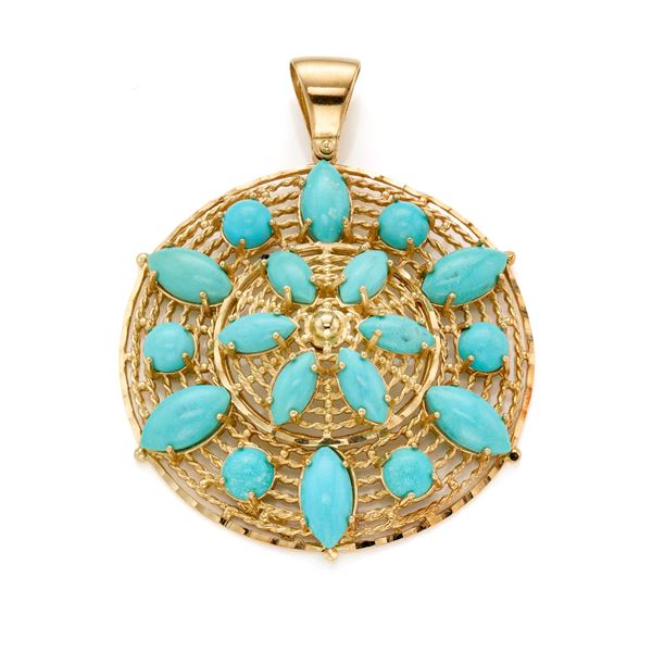 Pendente in oro con turchese  - Asta ASTA GIOIELLI E OROLOGI - Faraone Casa d'Aste
