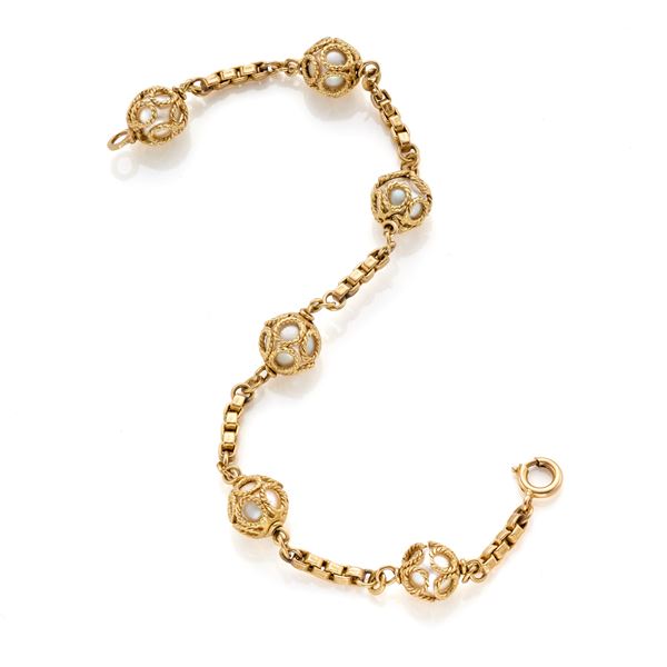 Bracciale in oro con perle  - Asta ASTA GIOIELLI E OROLOGI - Faraone Casa d'Aste