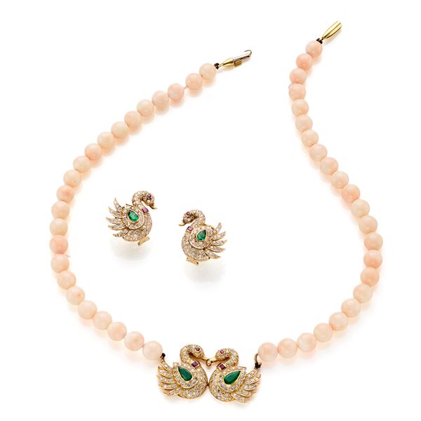 Coral demi-parure   - Auction Argenti, orologi e gioielli - Faraone Casa d'Aste
