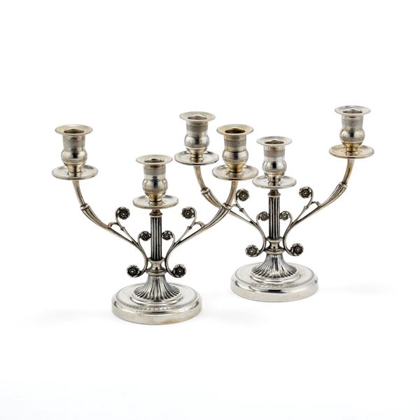 Silver candlesticks  - Auction Argenti, orologi e gioielli - Faraone Casa d'Aste