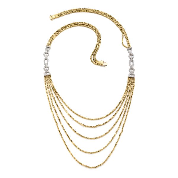 Gold necklace with diamonds  - Auction Argenti, orologi e gioielli - Faraone Casa d'Aste