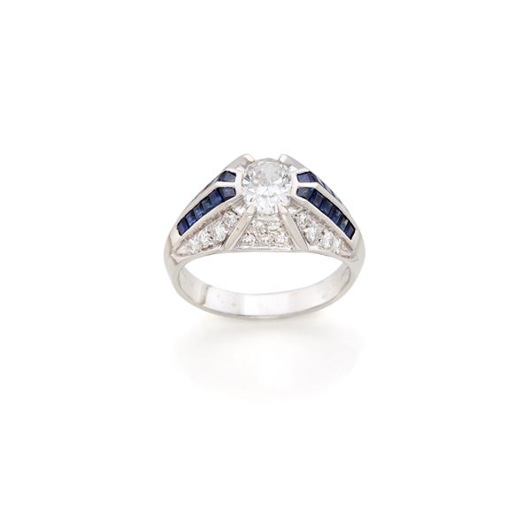 Gold ring with diamonds and sapphires  - Auction Argenti, orologi e gioielli - Faraone Casa d'Aste
