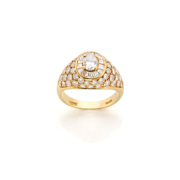 Gold ring with diamonds  - Auction Argenti, orologi e gioielli - Faraone Casa d'Aste