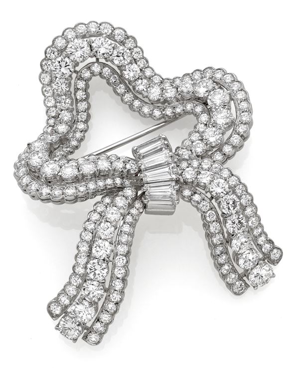 Platinum brooch with diamonds  - Auction Argenti, orologi e gioielli - Faraone Casa d'Aste