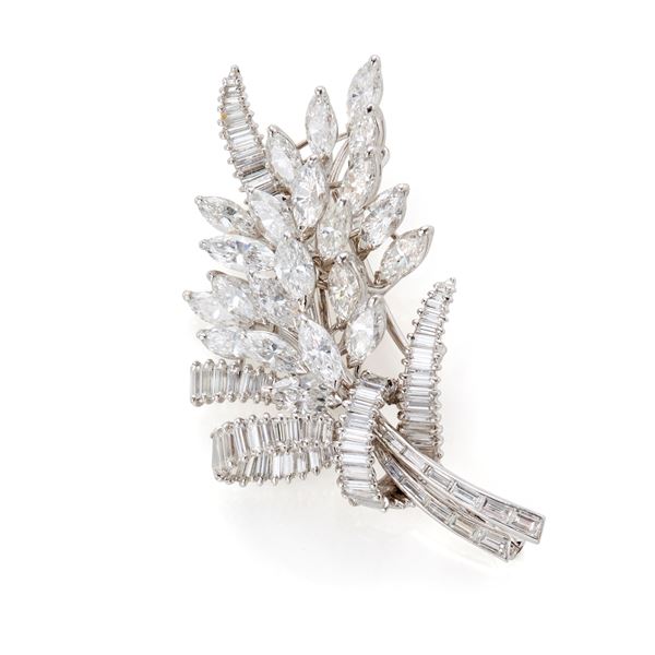 Platinum brooch with diamonds  - Auction Argenti, orologi e gioielli - Faraone Casa d'Aste