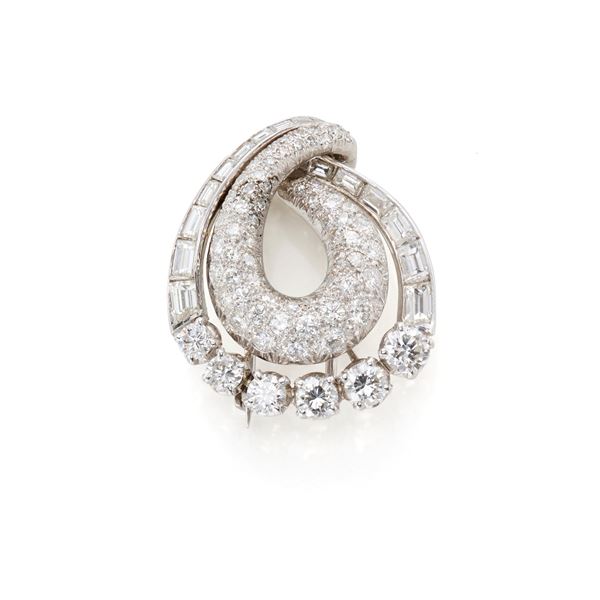 Platinum brooch with diamonds  - Auction Argenti, orologi e gioielli - Faraone Casa d'Aste