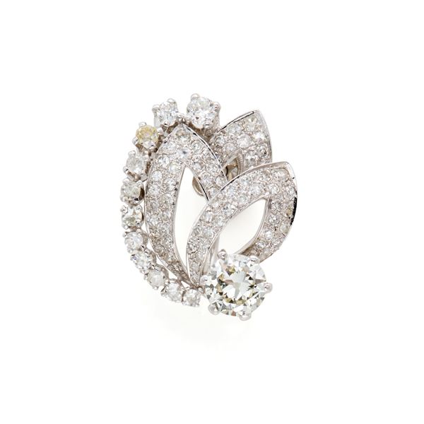 Single platinum earring with diamonds  - Auction Argenti, orologi e gioielli - Faraone Casa d'Aste