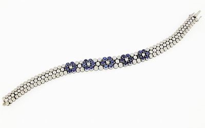Bracciale in Oro Bianco con Zaffiri e Diamanti.