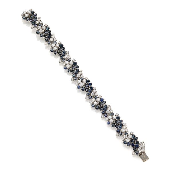 Bracciale in oro con zaffiri e diamanti  - Asta Argenti, orologi e gioielli - Faraone Casa d'Aste